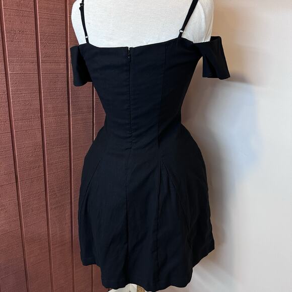 Anthropologie Maeve Off The Shoulder Bow Mini Dress Black S Tulle Pin Up Flare - Picture 14 of 14